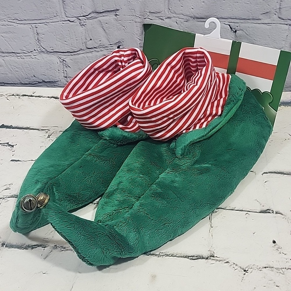 Christmas Elf Slippers Unisex Adult Large Green Jingle Bells New NWT